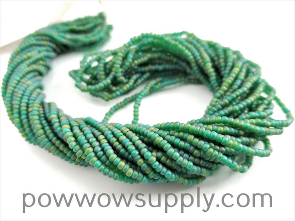 11/0 Seed Beads Transparent AB Matte Green