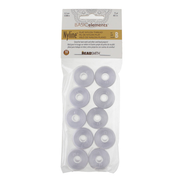 Nyline White Size B (.30MM) 75 Yard Bobbin - bag of 10 bobbins