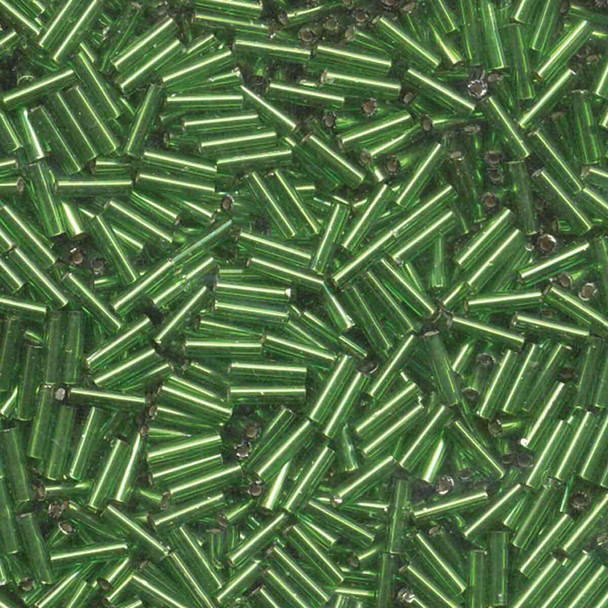 Miyuki #2 (6mm) Bugle Beads Silved Lined Green