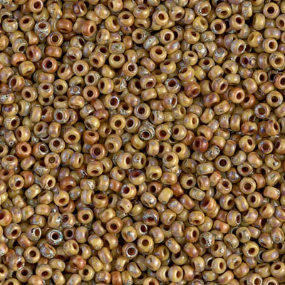 Miyuki 11/0 Seed Beads Picasso Brown Tan Matte