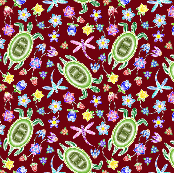 A Warrior's Love Floral Maroon  - 100% Cotton Fabric