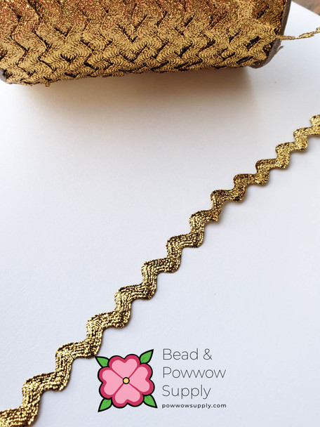 1/4" Metallic Rick Rack Gold - sold by the yard