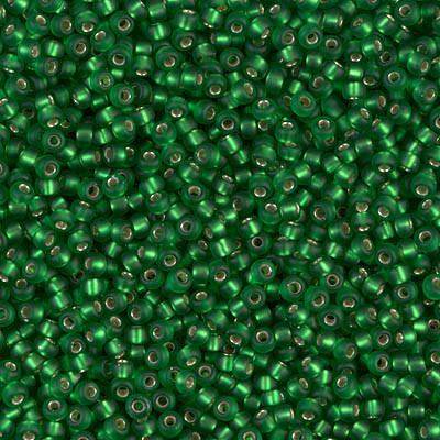 Miyuki 11/0 Seed Beads Matte Silver Lined Green