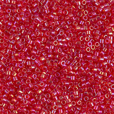 11/0 Delica Beads Transparent Light Siam AB