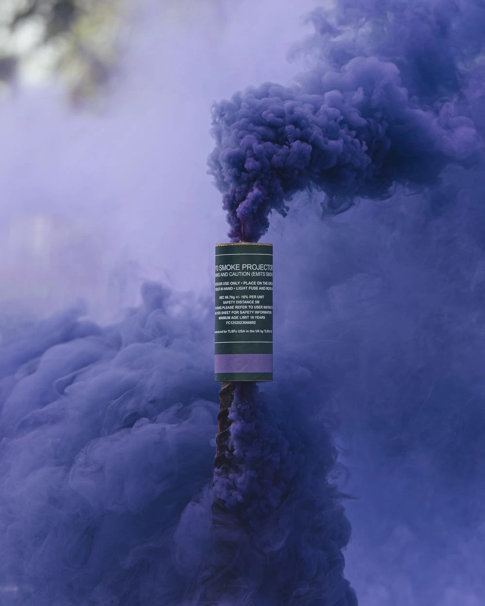 SP70 smoke grenade in purple smoke