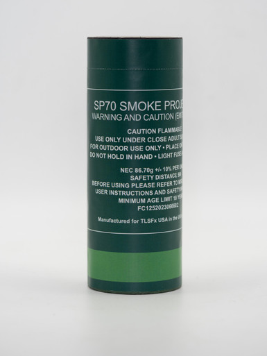 Single smoke grenade canister with a green color band, product-only studio shot