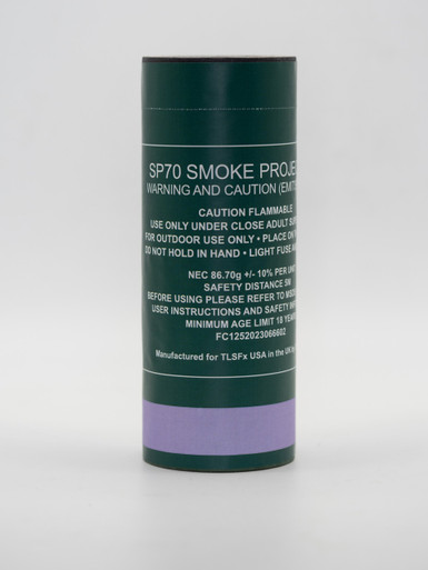Single smoke grenade canister with a purple color band, product-only studio shot