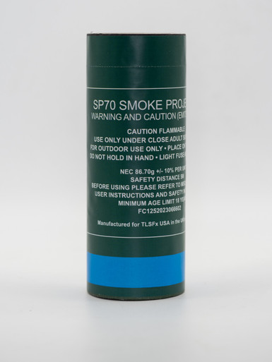 Single smoke grenade canister with a blue color band, product-only studio shot