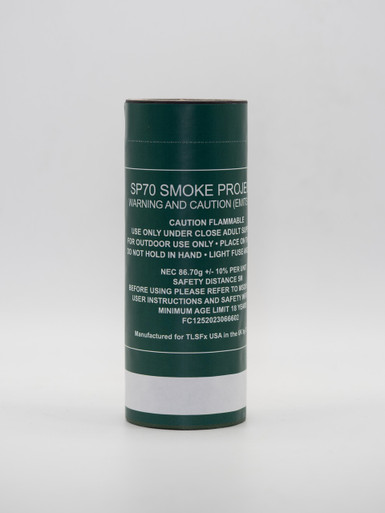 Single smoke grenade canister with a white color band, product-only studio shot