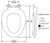 Top view breakdown of the Mansfield SB200 elongated Biscuit plastic toilet seat with dimensions.