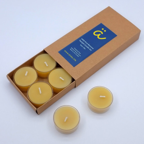 100% Pure Beeswax Candle Tealight Set - round