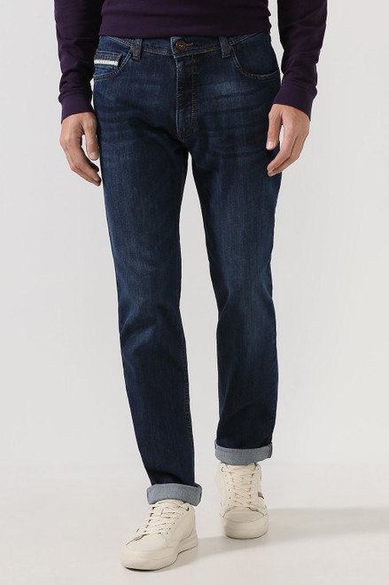 Classic Comfort Straight-Fit Dark Wash Denim