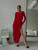 The Scarlet Soirée Long-Sleeve Draped Dress