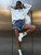 Coastal Breeze Frayed Hem High-Rise Denim Shorts