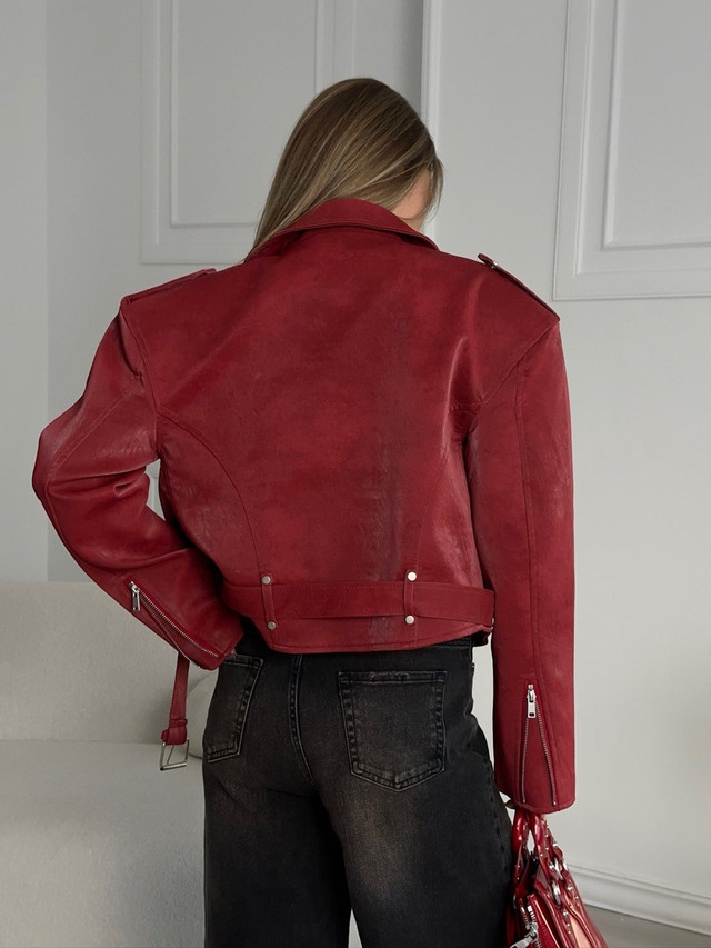Main image for the product Milano Red Rider Leather Biker Jacket - 3