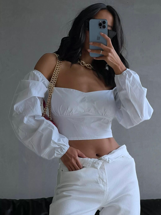 First image of the product Renaissance Puff-Sleeve Corset Crop Top