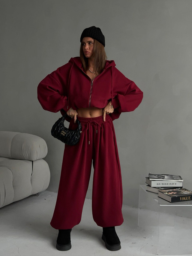 Second image of the product Bordeaux Fleece Wide-Leg Lounge Pants
