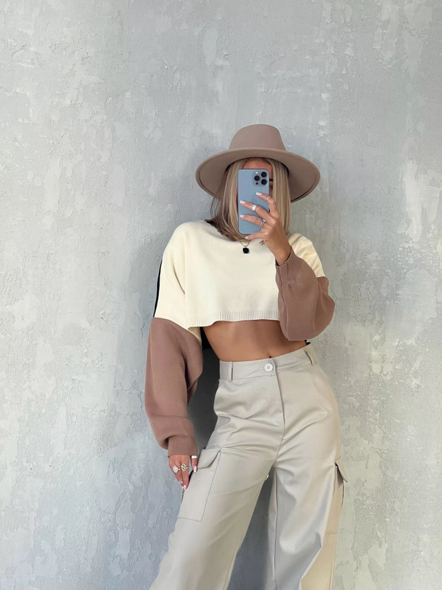 Main image for the product High-Rise Cargo Luxe Wide-Leg Trousers - 3