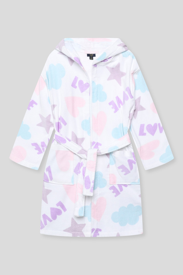 First image of the product Dreamy Hearts & Stars Plush Kids' Bathrobe