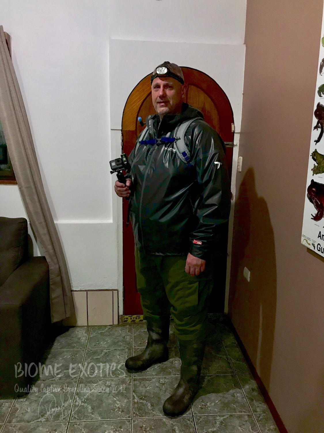 Owner Getting Ready for a Night Hike At Costa Rican Amphibian Research Center (C.R.A.R.C.)