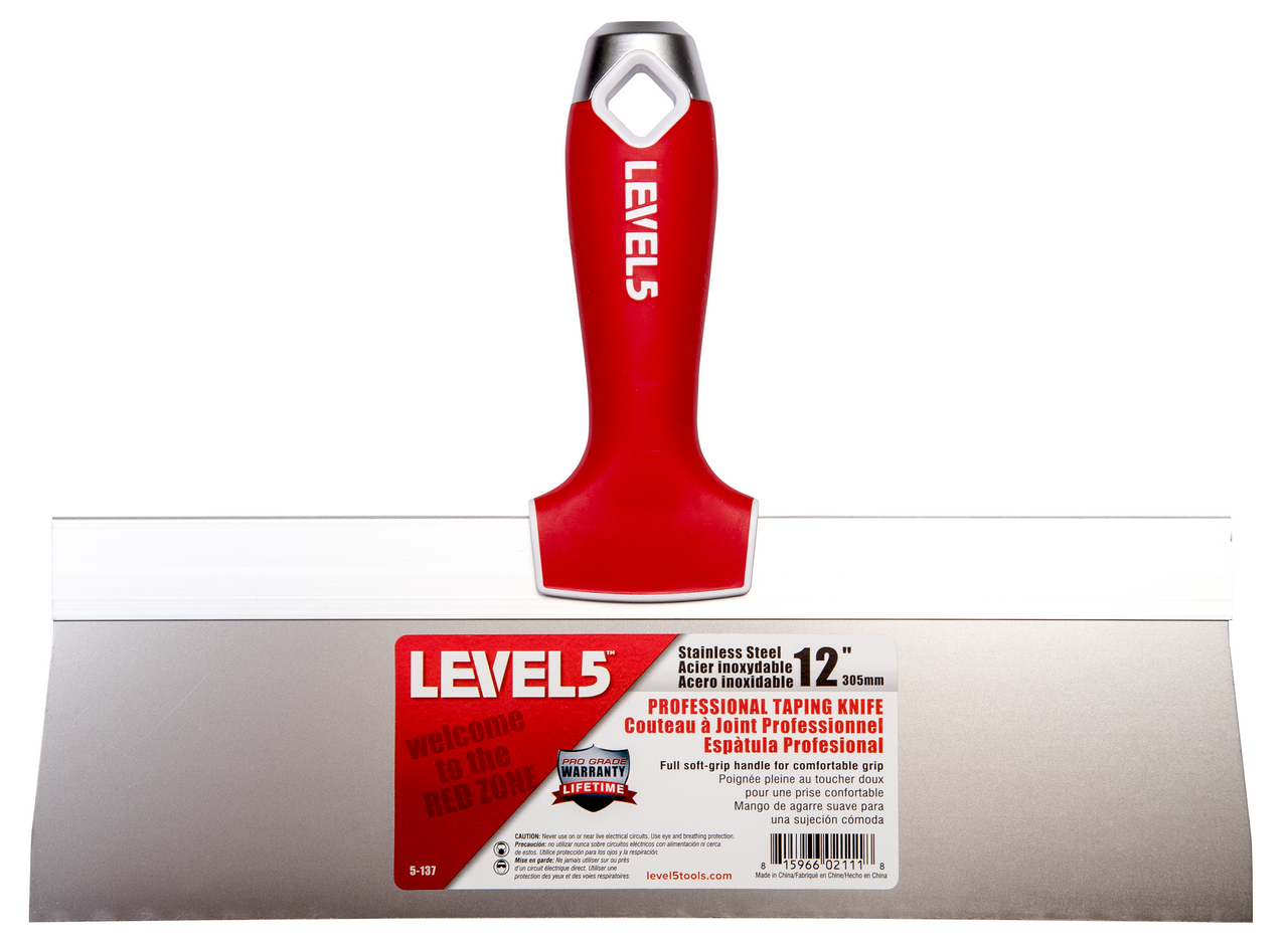 12 in. Stainless Steel Taping Knife with SoftGrip Handle ToolPro