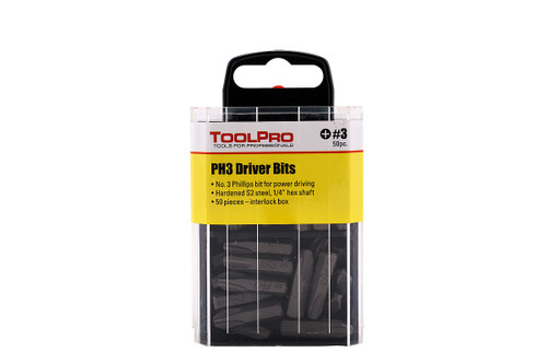 #3 Phillips Bit Tips - Interlocking Storage Box of 50