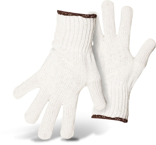 White Poly/ Cotton Bleached Reversible String Knit Gloves