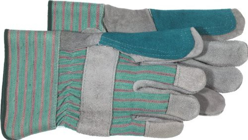 Large Double Split Leather Palm Gloves with Rubberized Safety Cuff - 12 Pair