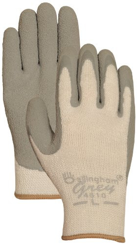 Large Grey Insulated Looped Acrylic Knit Work Gloves with Natural Rubber Palm Co - 12 Pair