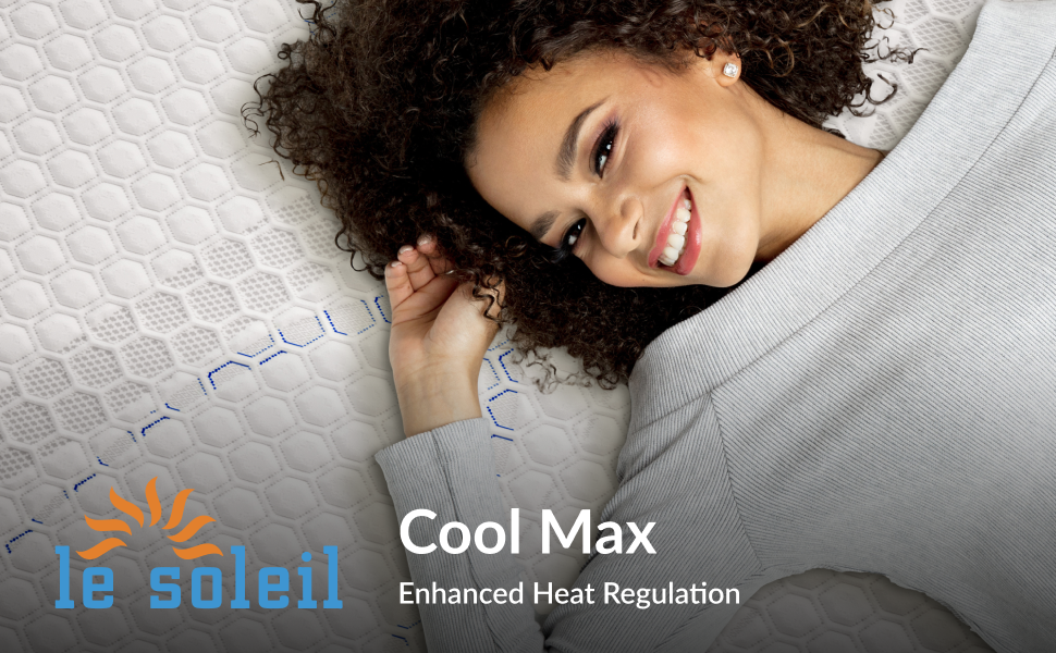 cooling mattress cover combined with the Cool Gel Memory Foam for enhanced heat regulating for a comfortable sleep temperature