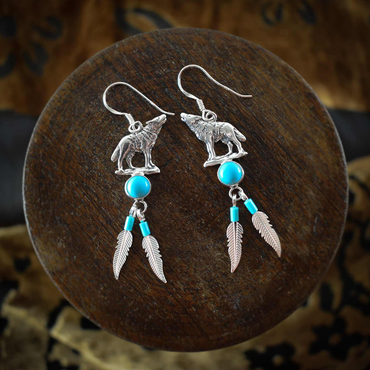 Navajo Silver Earrings -Turquoise (35bc67) - Mission Del Rey Southwest