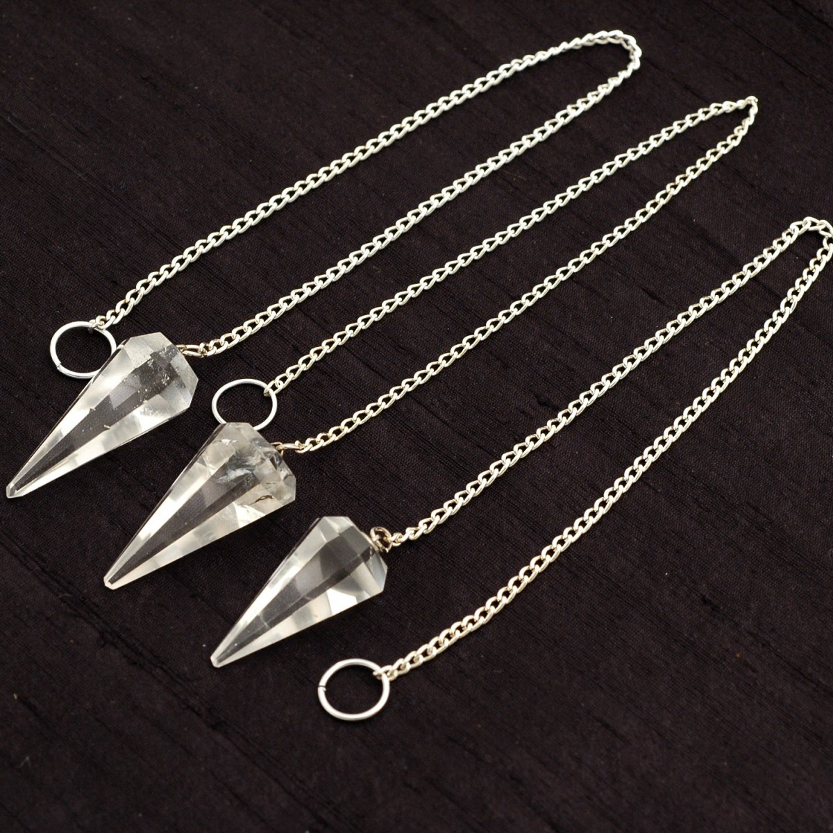 Faceted Clear Quartz Crystal Pendulum