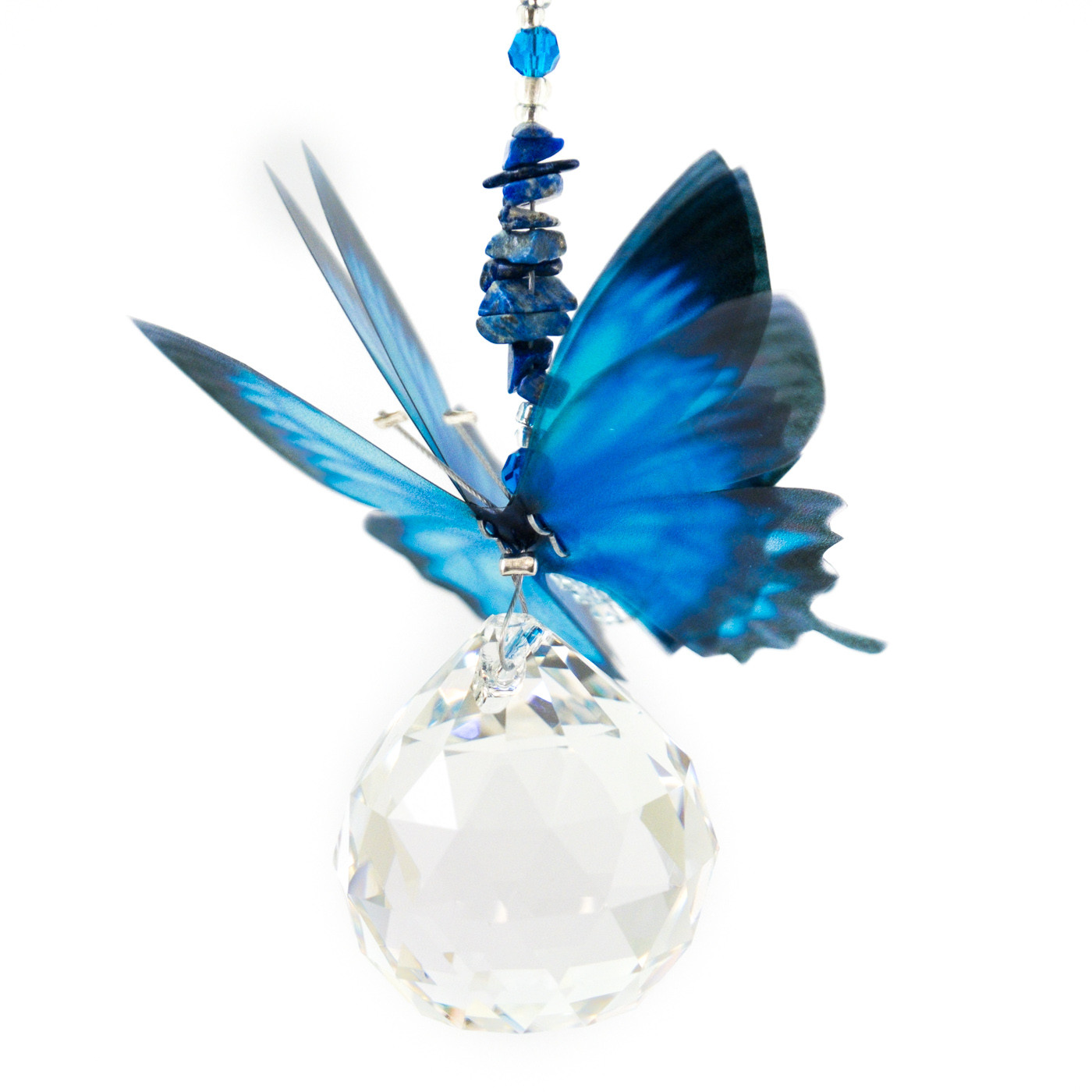 Lead Crystal Ball Butterfly Blue Crystal Suncatchers