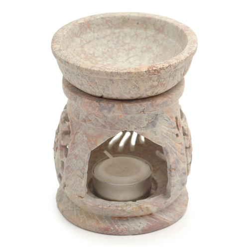 Large Sun Soapstone Essential Oil Burner (Various Colours)