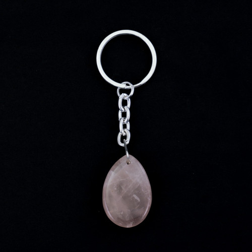 Rose Quartz Teardrop Crystal Keyring