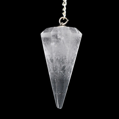 Faceted Clear Quartz Crystal Pendulum (Imperfections, Brazil)