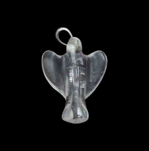 Small Clear Quartz Angel Pendant (Sterling Silver Loop)