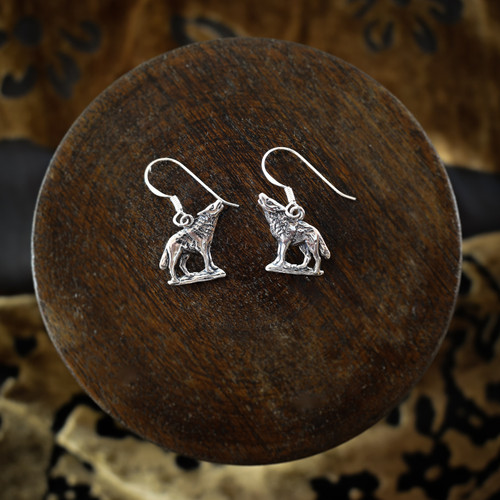 Silver Wolf Earrings (Sterling Silver)