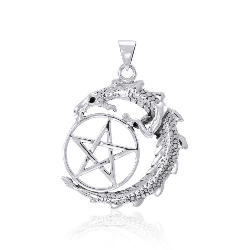 Dragon and Pentacle Pendant (Sterling Silver)