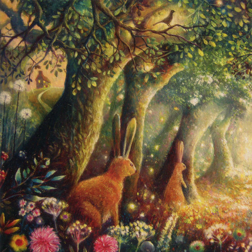 Woodland Hares Greeting Card (Blank)