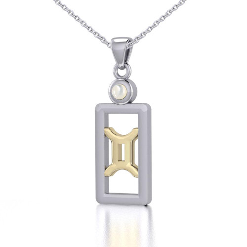 Gemini Pendant with Mother of Pearl & Chain Set (Sterling Silver)