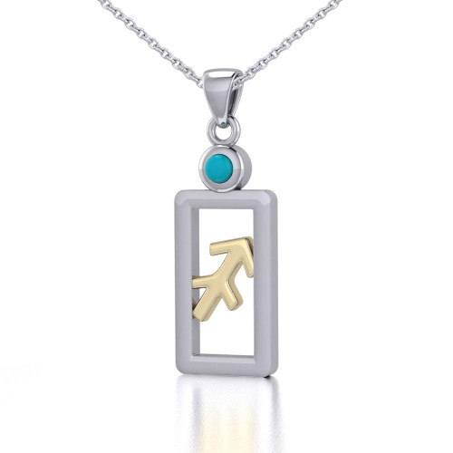 Sagittarius Pendant with Turquoise & Chain Set (Sterling Silver)