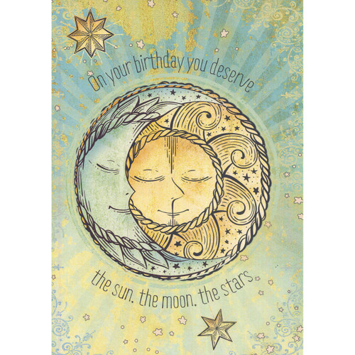 Sun Moon and Stars Greeting Card (Birthday)