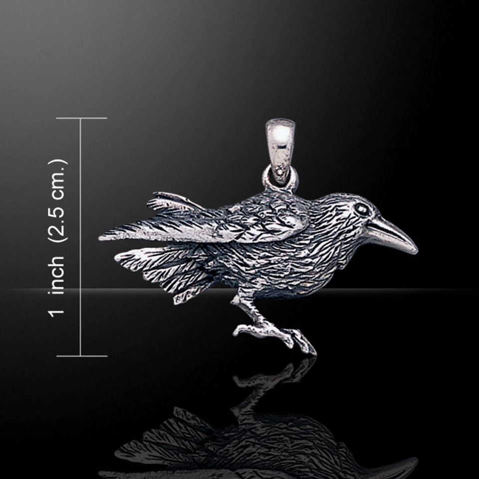 Sterling silver raven pendant Clearance