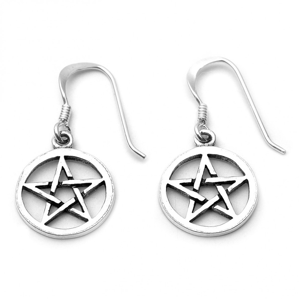 Small Pentacle Earrings (Sterling Silver) - Pentacle | Pentagram & Star ...