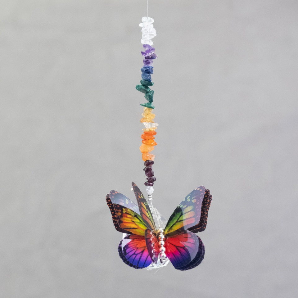 Lead Crystal Ball Butterfly Blue Crystal Suncatchers