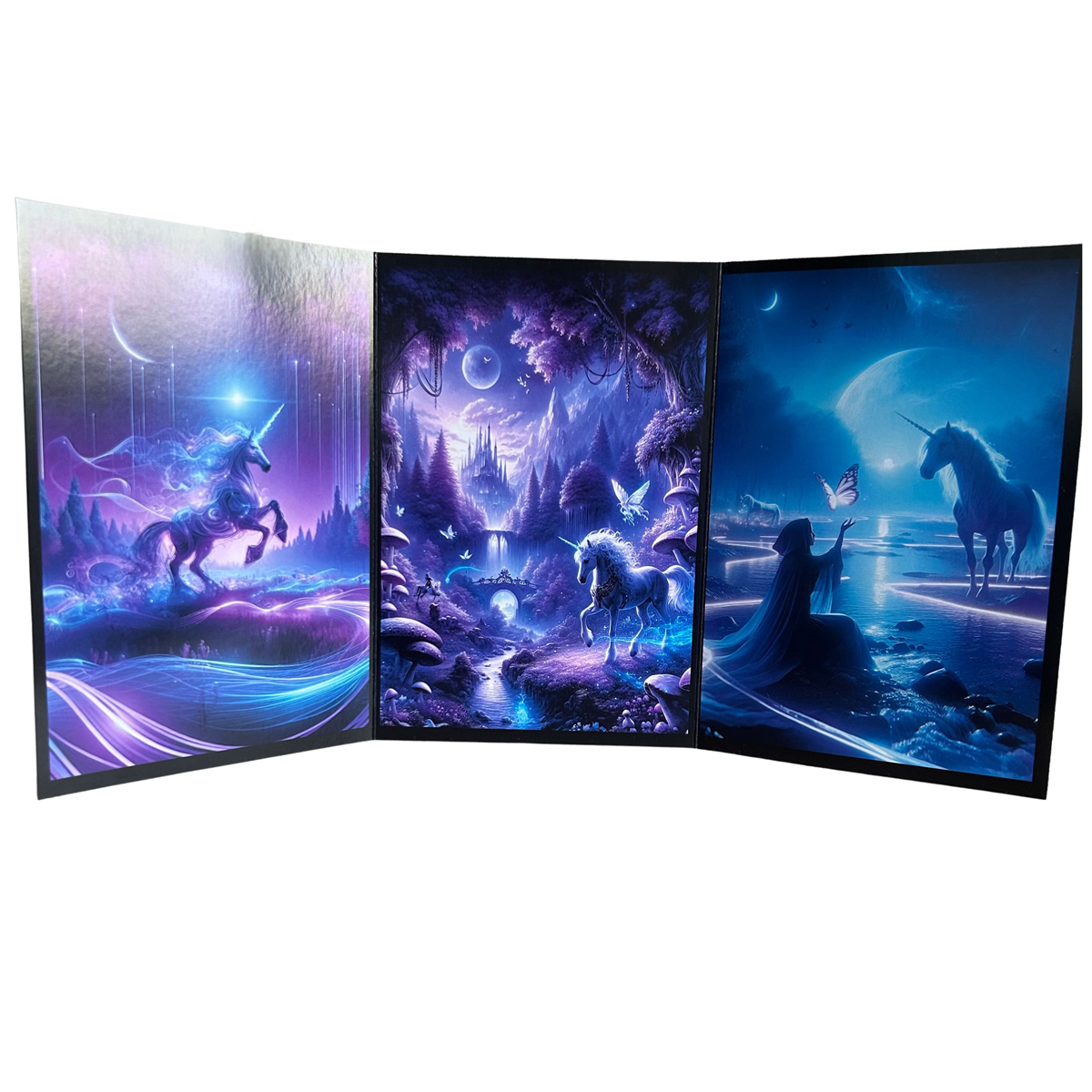 Unicorn Triptych Greeting Card (Self-Sealing)