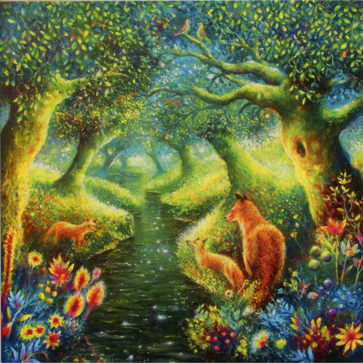 Playful Foxes Greeting Card (Blank)