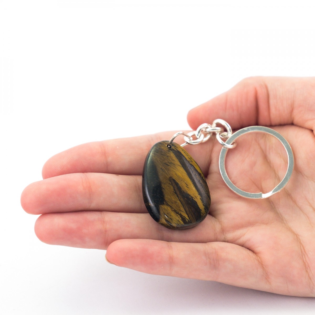 Golden Tigers Eye Teardrop Crystal Keyring