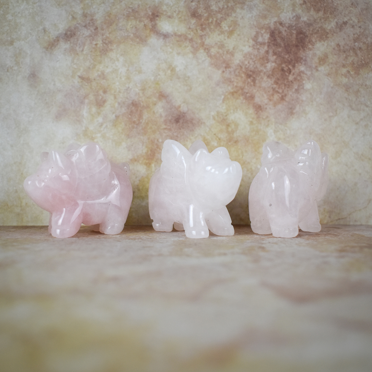 Rose Quartz Crystal Flying Pig
